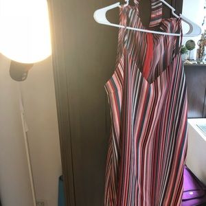 Colorful striped dress with attached collar